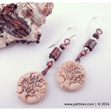 Mixed Metal and Artisan Porcelain Tree of Life Earrings