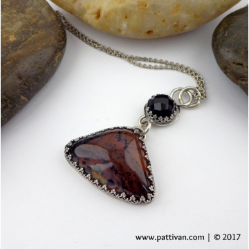 Montana Agate and Black Onyx Sterling Necklace