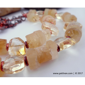 Rough Cut Citrine and Copper Necklace