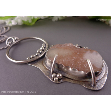 Natural Druzy and Sterling Silver Pendant Necklace
