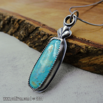 Natural Royston Turquoise and Sterling Silver Necklace