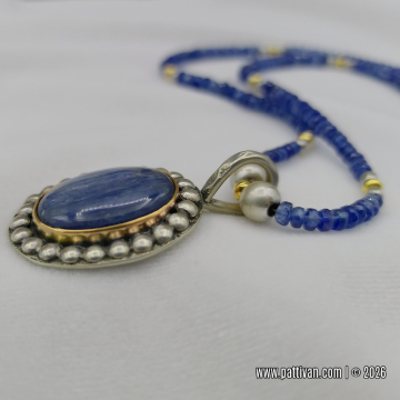 Kyanite Necklace Set with Silver and Gold Accents