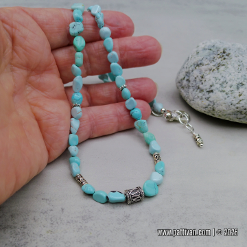 Lone Blue Mountain Turquoise and Sterling Silver Necklace
