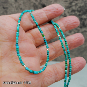 Hubei Turquoise Cubes and Sterling Silver Necklace