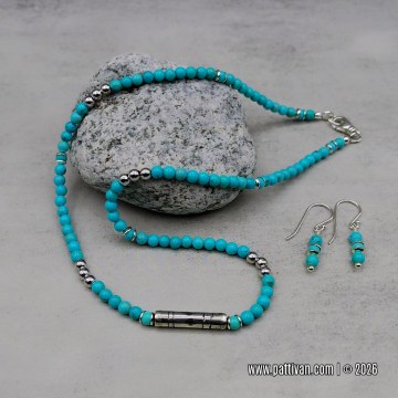 Kingman Turquoise and Sterling Silver Necklace and Earrings