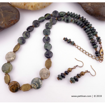 Ocean and Kambaba Jasper Necklace and Earrings