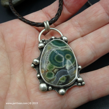 Ocean Jasper with Reticulated Sterling Silver and Granulation