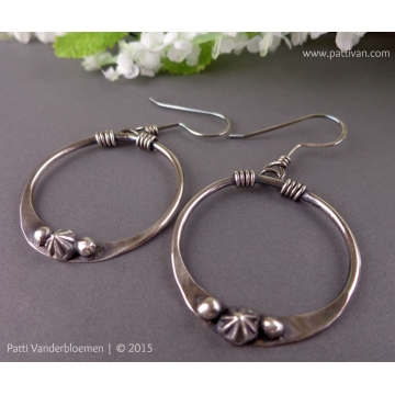 Ornate Sterling Silver Hoops