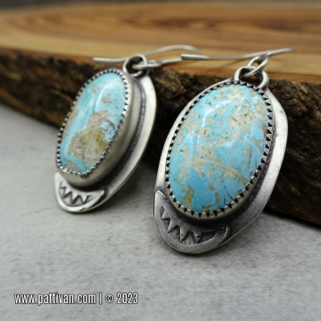 Oval Golden Hills Turquoise and Sterling Silver Earrings