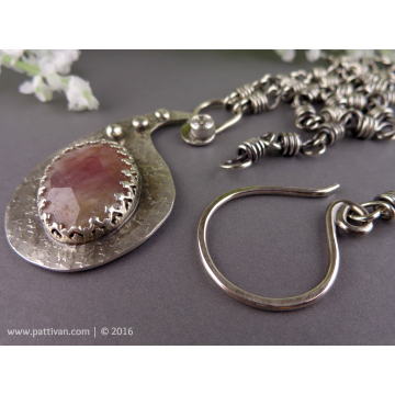 Faceted Sapphire and CZ Necklace with Handmade Sterling Silver Chain