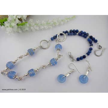 Artisan Glass and Gemstone Necklace and Earrings
