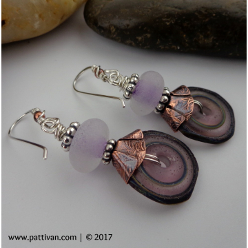 Artisan Glass and Mixed Metal Earrings