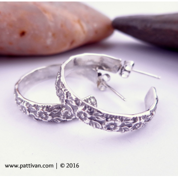 Patterned Sterling Silver Hoops