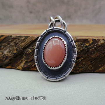 Peach Moonstone and Sterling Silver Pendant
