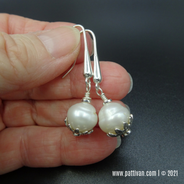 Pearl and Sterling Silver Drop Earrings