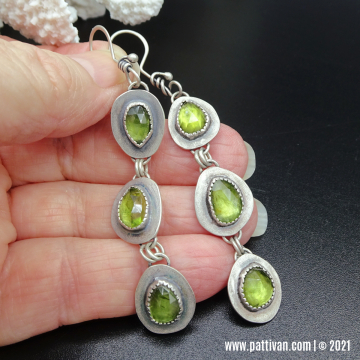 Peridot and Sterling Silver Cascade Style Earrings