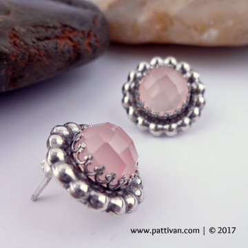 Pink Chalcedony and Sterling Silver Post Earrings