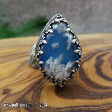 Plume Agate and Sterling Silver Ring