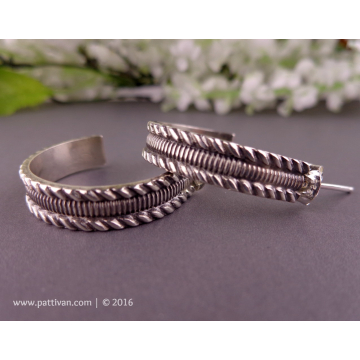 Post-Style Sterling Silver Hoops