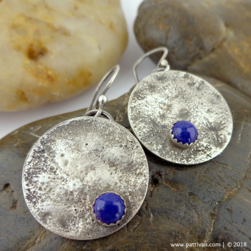 Reticulated Sterling Silver and Lapis Lazuli Earrings