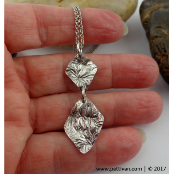 Reticulated Sterling Silver Diamond Shaped Pendant