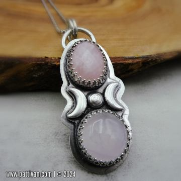 Rose Quartz and Sterling Silver Double Gemstone Pendant