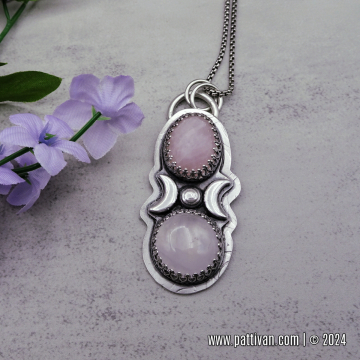 Rose Quartz and Sterling Silver Double Gemstone Pendant