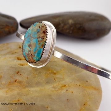 Royston Mine Turquoise and Sterling Bangle