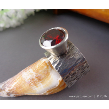 Ruby CZ and Sterling Silver Ring