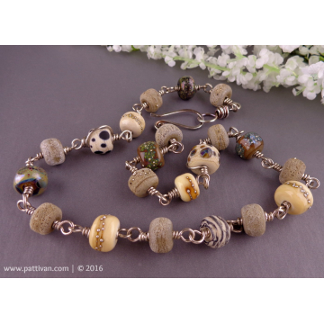 Rustic Artisan Lampwork and Sterling Necklace