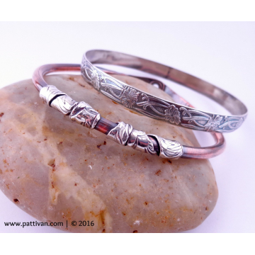 Set of 2 Bangles - Copper with Fine Silver and Sterling Silver