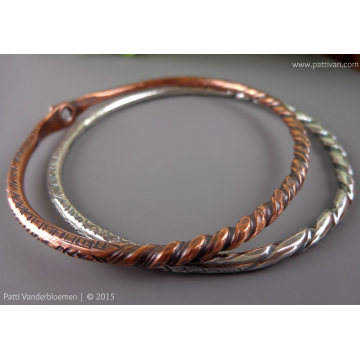 Set of 2 Heavy Metal Twisted Bangles