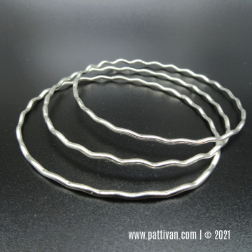 Set of 3 Wavy Sterling Silver Stacker Bangles
