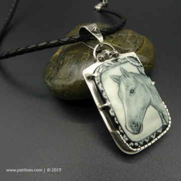 Sterling Silver Pendant with artisan Hand Painted Porcelain