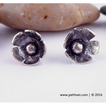 Silver Flower Post Style Earrings