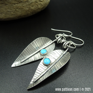 Sleeping Beauty Turquoise and Hand Wrought Sterling Silver Earrings