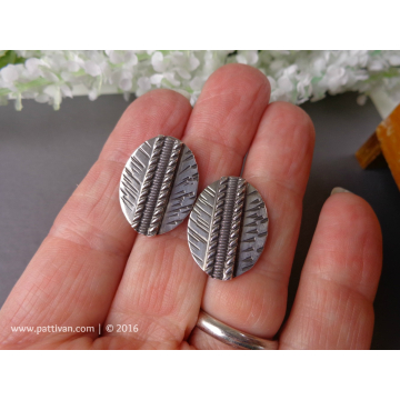Patterned Sterling Silver Post Style Earrings