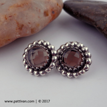 Smokey Quartz and Sterling Silver Post Style Earrings