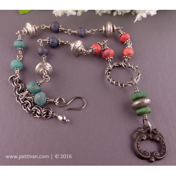 Sterling Pewter and Artisan Ceramic SW Style Necklace