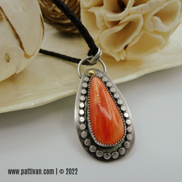 Spiny Oyster and Sterling Silver Pendant with 18K Gold Accent