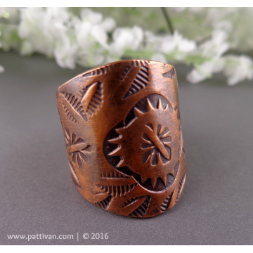 Stamped Copper Cigar Band Ring