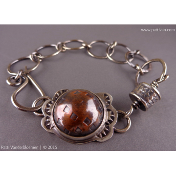 Stamped Mixed Metal Bracelet- Silver and Copper