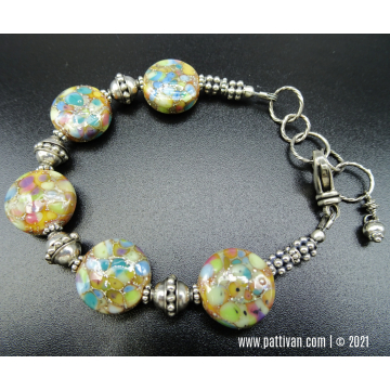 Sterling Bracelet with Artisan Stained Glass Beads