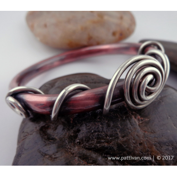 Sterling Silver and Copper Mixed Metal Bangle