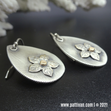 Sterling Silver Flower Earrings with 14K Gold Accents