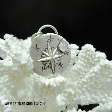 Sterling Silver North Star Pendant with Moonstone Gemstone