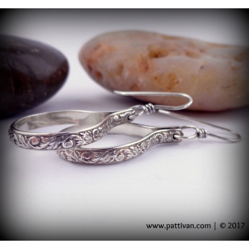 Patterned Sterling Silver Hoop Earrings