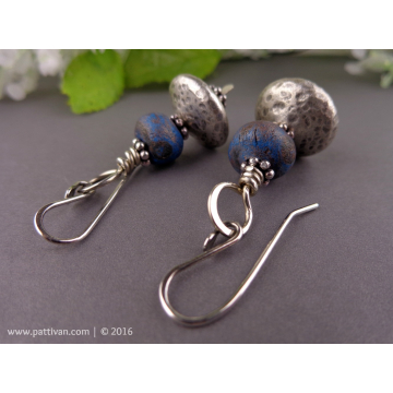 Sterling Pewter and Artisan Ceramic Earrings