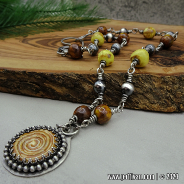 Sterling Silver and Artisan Ceramic Hand Wrapped Necklace