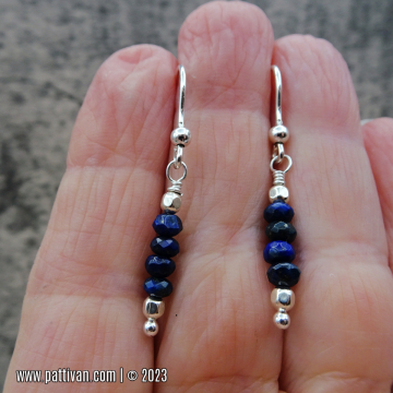 Sterling Silver and Lapis Lazuli Gemstone Bar Earrings
